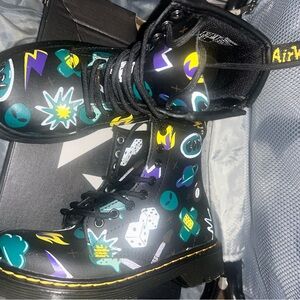 Dr. Martens Kids Boots - Black with Colorful Patterns